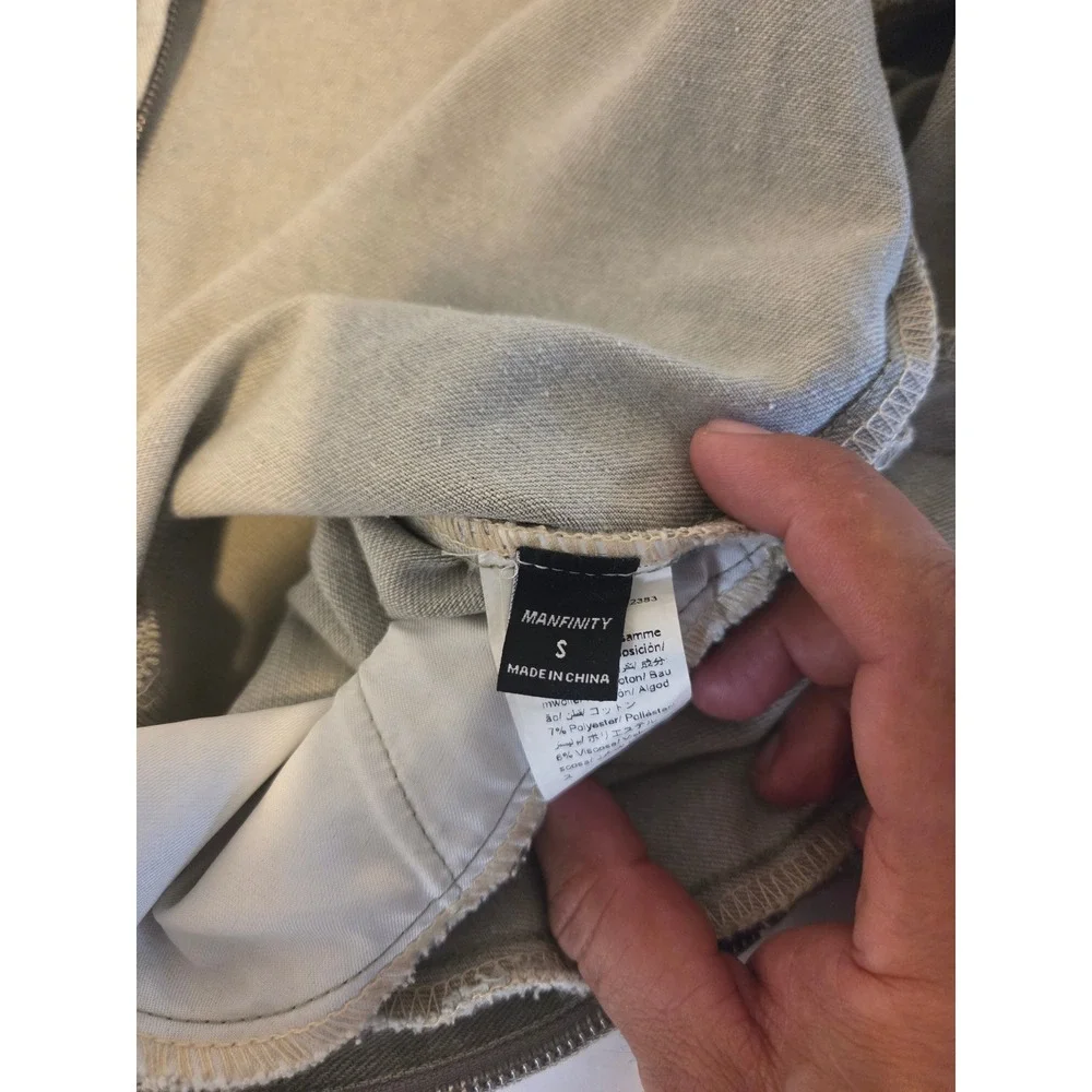 Manfinity Homme Washed Green-Grey Workwear Denim Jacket